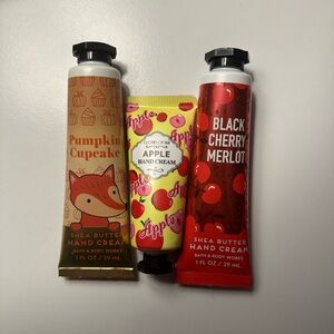 Bath & Body Works Pumpkin Cupcake, Black Cherry Merlot & Apple Hand Creams Trio
